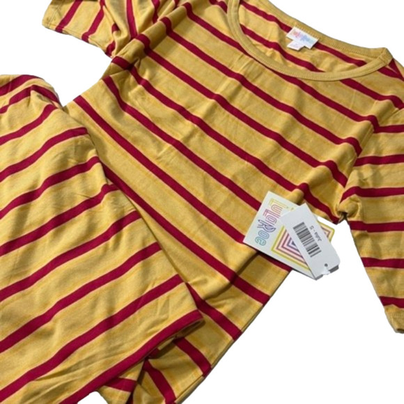 NWT LuLaRoe Julia Red/Yellow Strip Size S *Calling All Harry Potter Fans* - Picture 1 of 5